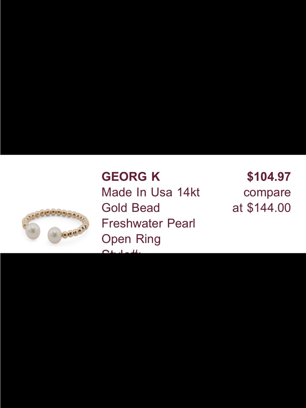 New 14K Solid Gold ring freshwater pearl adjustable solid 14K gold ring band - Picture 4 of 4